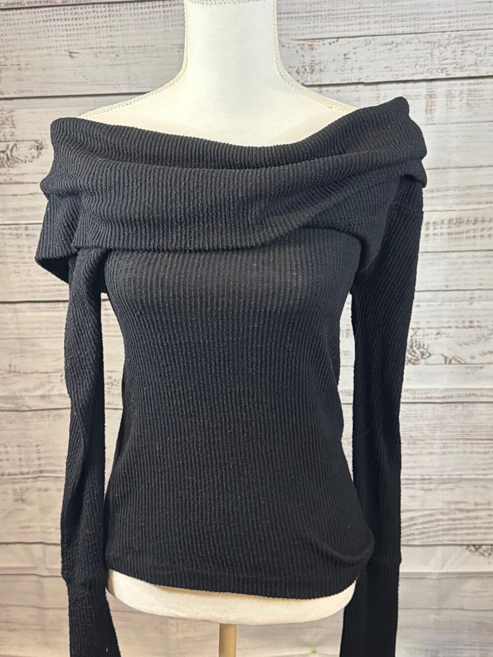 We The Free by Free People Hibiscus Foldover Off-The-Shoulder Top - Black